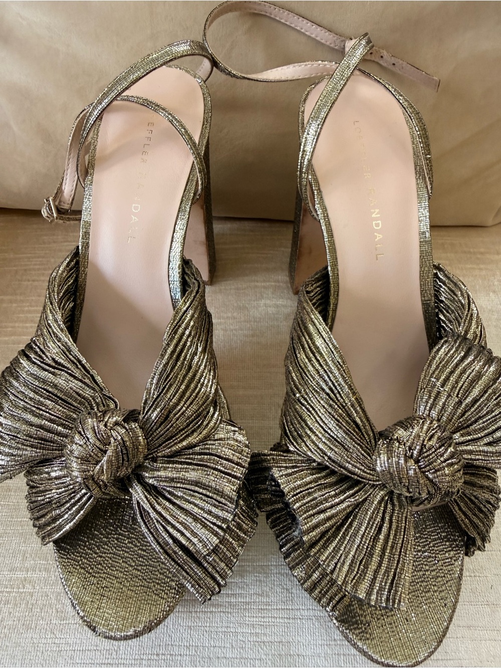 Loeffler Randall Natalia Dark Gold Platform Bow Heel